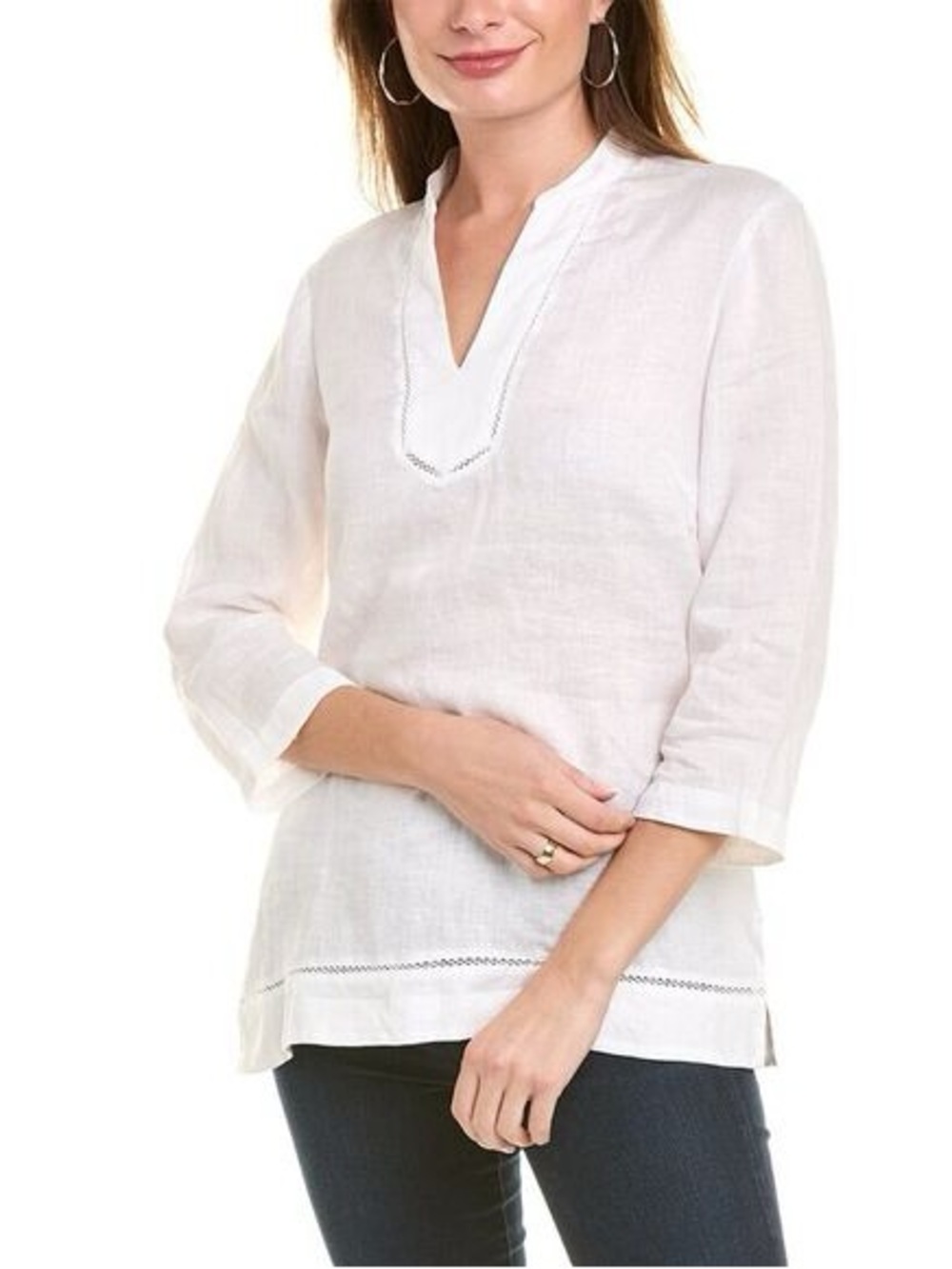J.Mclaughlin White Faith Linen Tunic Blouse XS